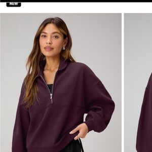 Fabletics Oxblood Half-Zip Sweatshirt